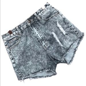 HIGH BRAND Stone Washed Distressed Jean Shorts